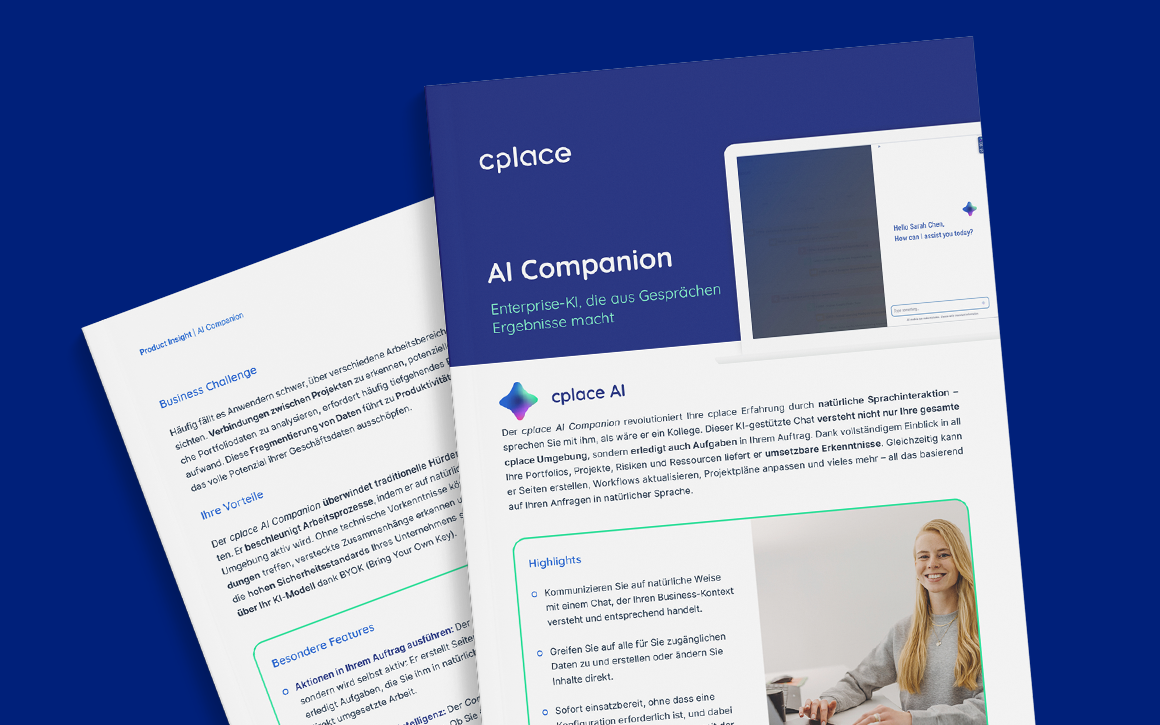 Mit dem cplace AI Companion wird KI zum aktiven Team-Mitglied in Ihren Projekten.