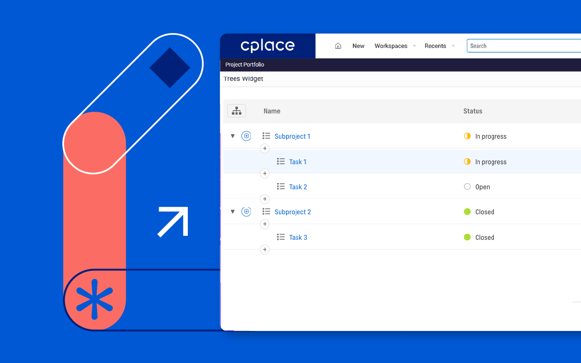 Hierarchien und Zugehörigkeiten von Portfolios, Projekten und Tasks visuell darstellen mit der Premium App TREES von cplace.
