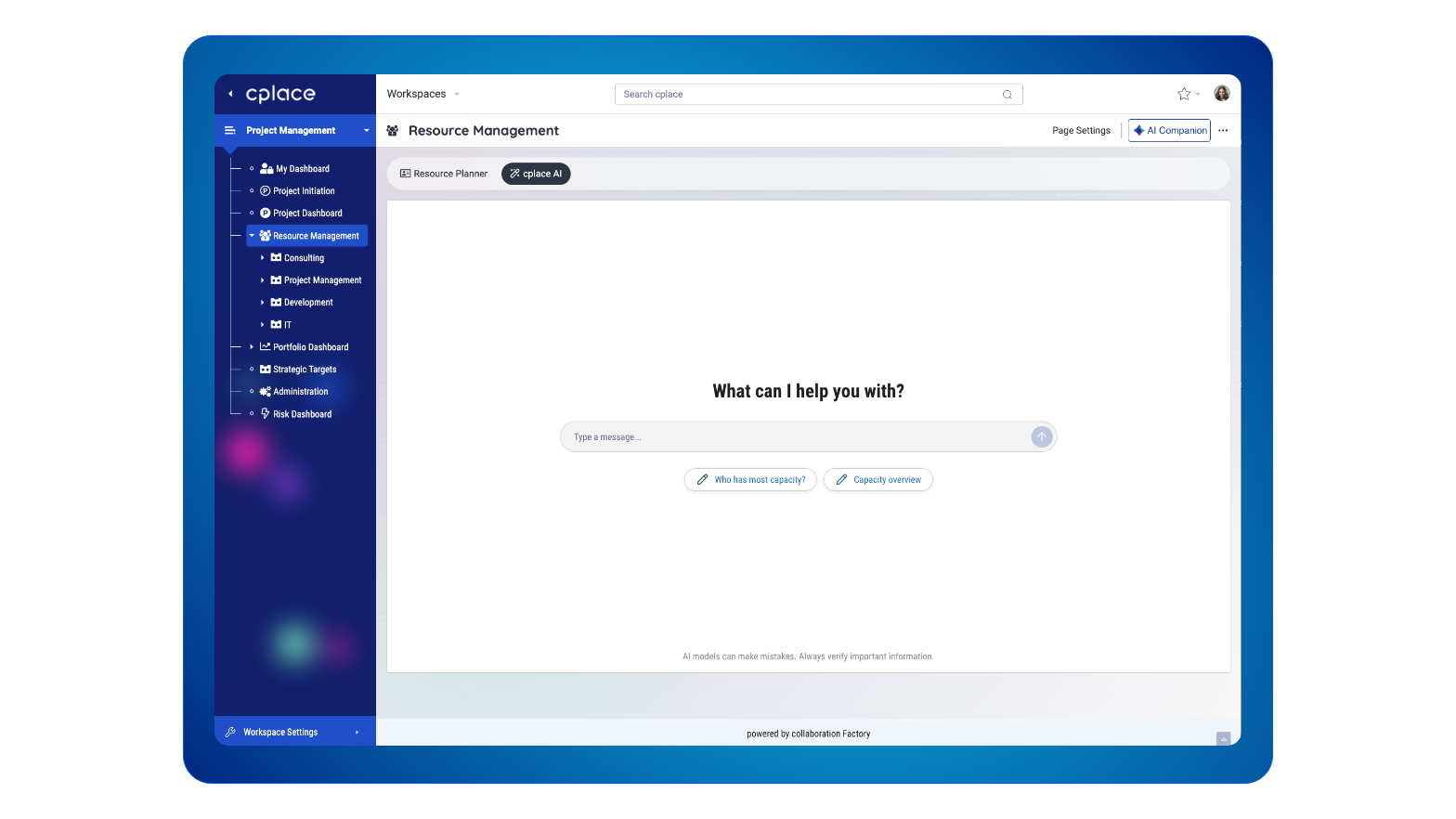 Resource management with cplace AI