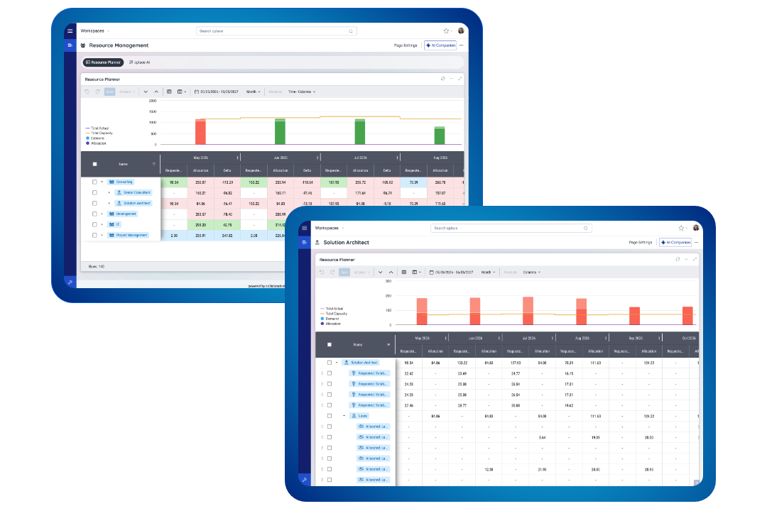 Resource planning software for matrix organizations