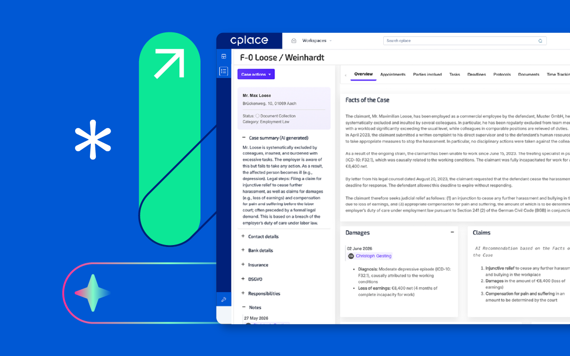 Manage matters, documents, and communication centrally in one place.